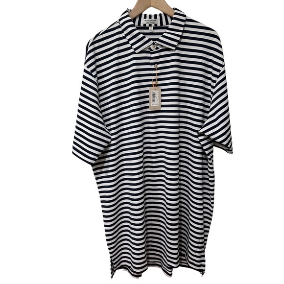 Peter Millar Summer Comfort Thick Stripe Polo Blue And White SZ XXL Nautical NWT - Picture 1 of 6